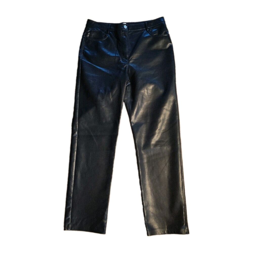Wilfred Aritzia Faux Leather Pants Womens 14 Black High Rise Straight Leg Siren